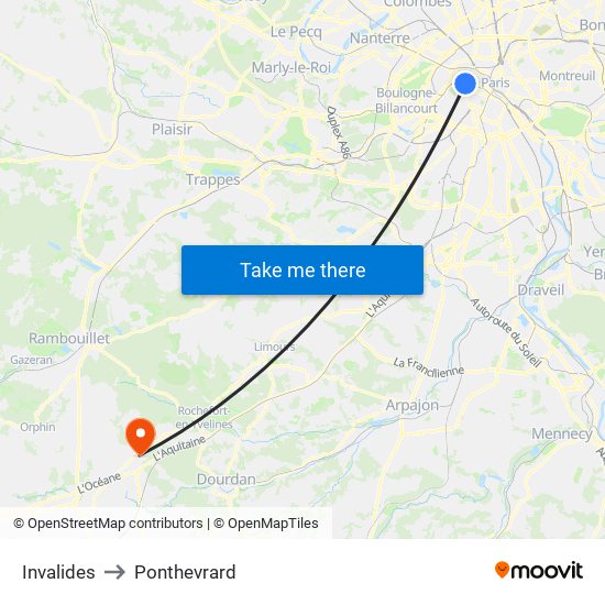 Invalides to Ponthevrard map