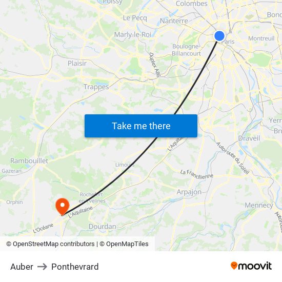 Auber to Ponthevrard map