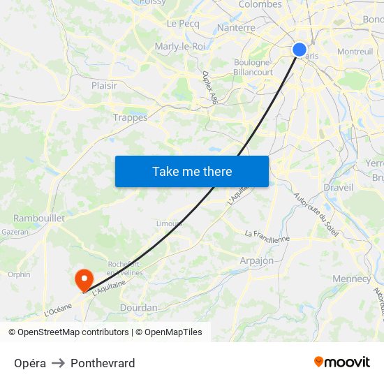 Opéra to Ponthevrard map