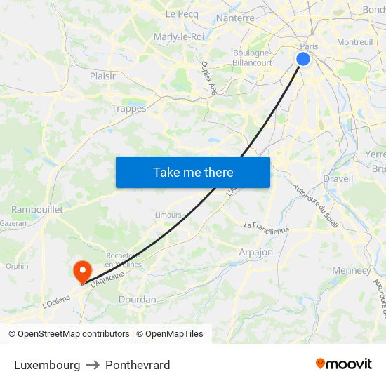 Luxembourg to Ponthevrard map