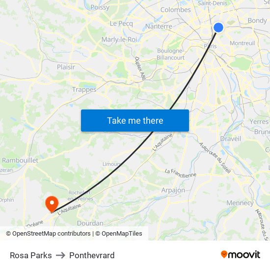 Rosa Parks to Ponthevrard map