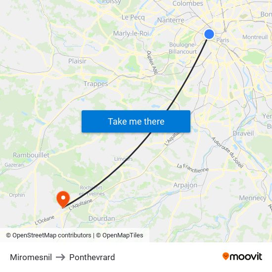 Miromesnil to Ponthevrard map