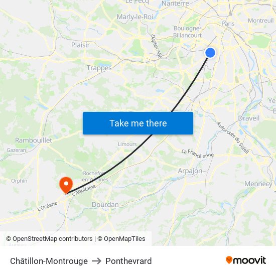 Châtillon-Montrouge to Ponthevrard map