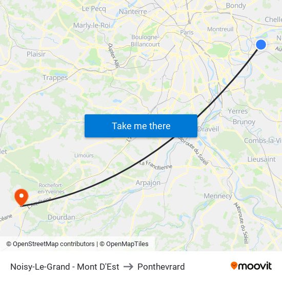 Noisy-Le-Grand - Mont D'Est to Ponthevrard map