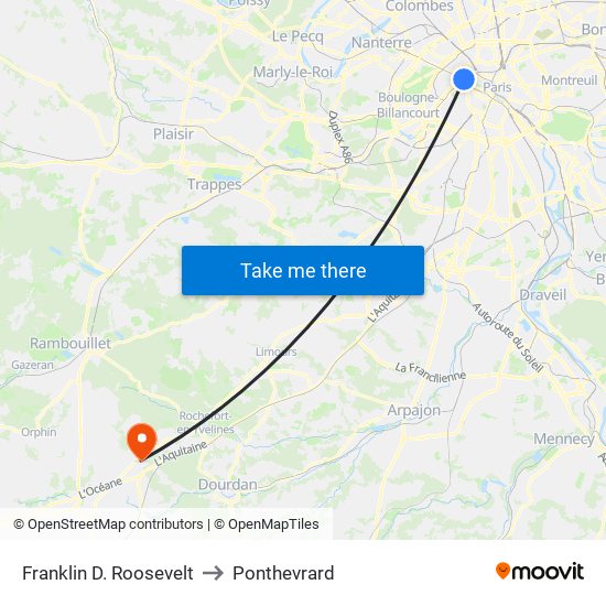Franklin D. Roosevelt to Ponthevrard map