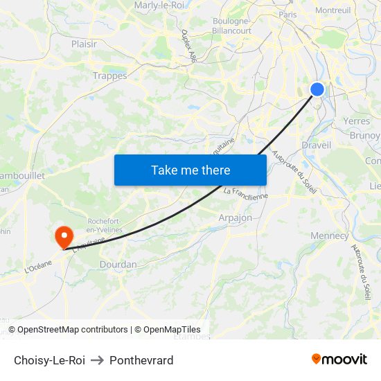 Choisy-Le-Roi to Ponthevrard map