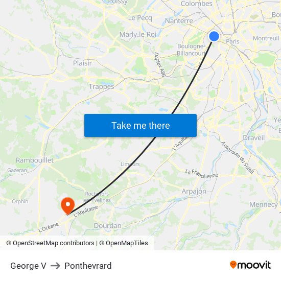 George V to Ponthevrard map