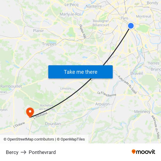 Bercy to Ponthevrard map