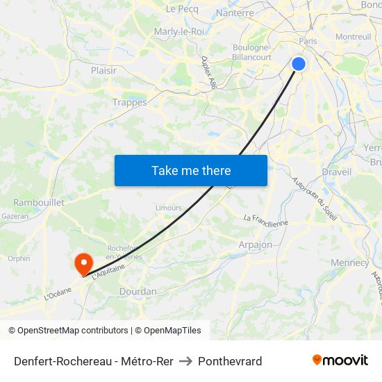 Denfert-Rochereau - Métro-Rer to Ponthevrard map
