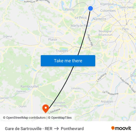 Gare de Sartrouville - RER to Ponthevrard map