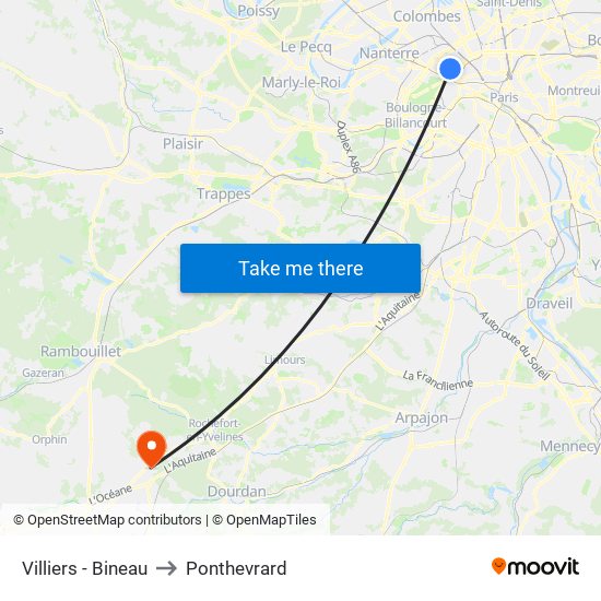 Villiers - Bineau to Ponthevrard map