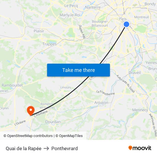 Quai de la Rapée to Ponthevrard map