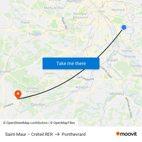 Saint-Maur – Créteil RER to Ponthevrard map