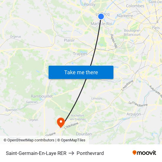 Saint-Germain-En-Laye RER to Ponthevrard map