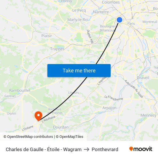 Charles de Gaulle - Étoile - Wagram to Ponthevrard map