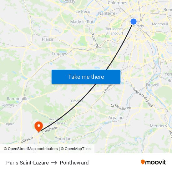 Paris Saint-Lazare to Ponthevrard map