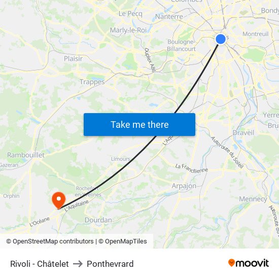 Rivoli - Châtelet to Ponthevrard map