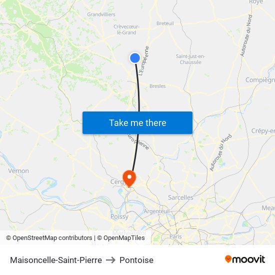Maisoncelle-Saint-Pierre to Pontoise map