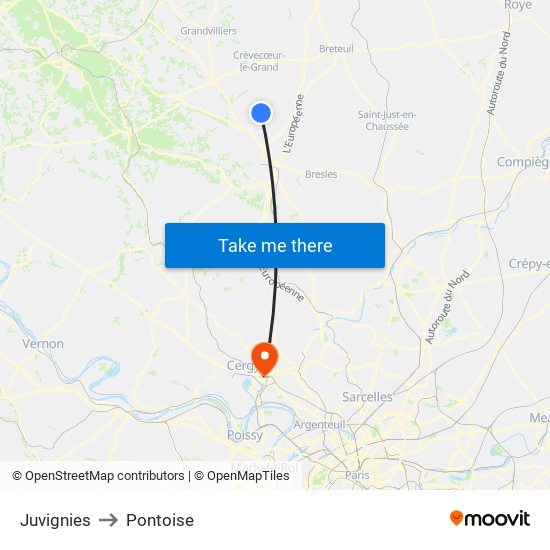 Juvignies to Pontoise map