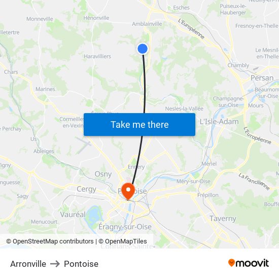 Arronville to Pontoise map