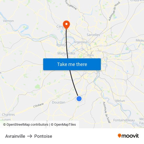 Avrainville to Pontoise map
