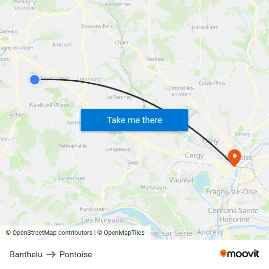 Banthelu to Pontoise map