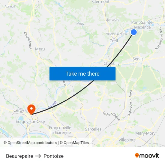 Beaurepaire to Pontoise map