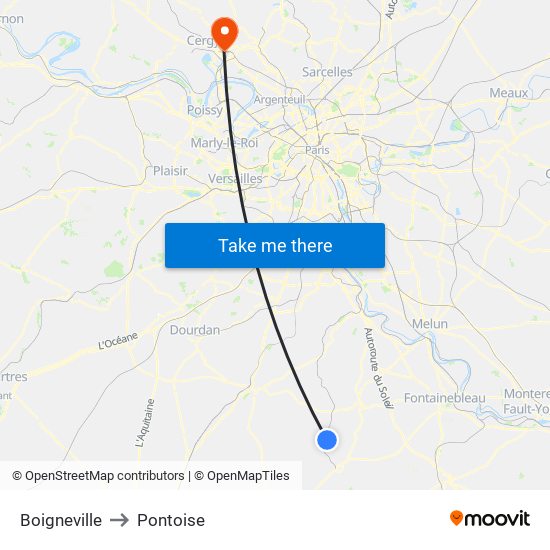 Boigneville to Pontoise map