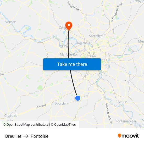 Breuillet to Pontoise map