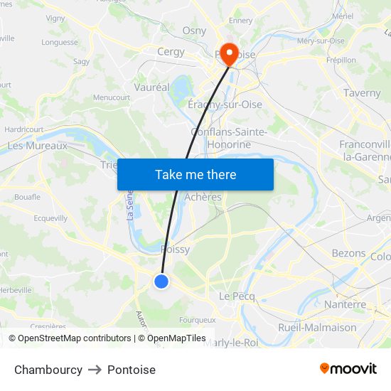 Chambourcy to Pontoise map