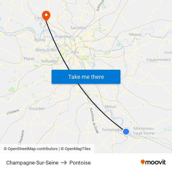 Champagne-Sur-Seine to Pontoise map