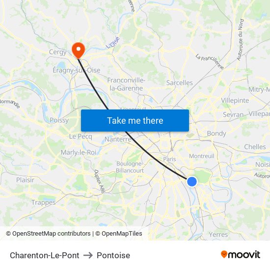 Charenton-Le-Pont to Pontoise map
