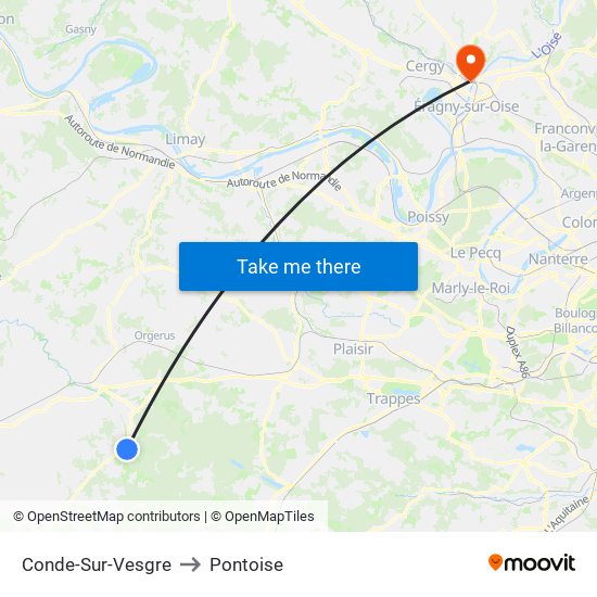 Conde-Sur-Vesgre to Pontoise map
