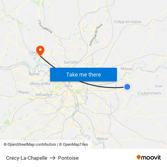 Crecy-La-Chapelle to Pontoise map
