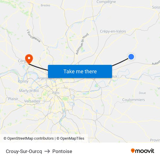 Crouy-Sur-Ourcq to Pontoise map