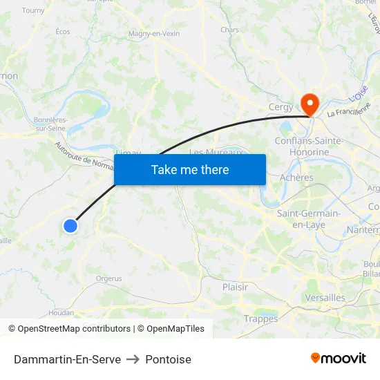 Dammartin-En-Serve to Pontoise map