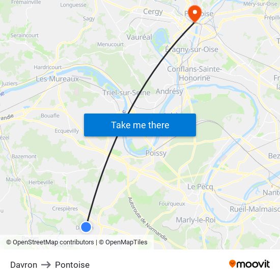Davron to Pontoise map