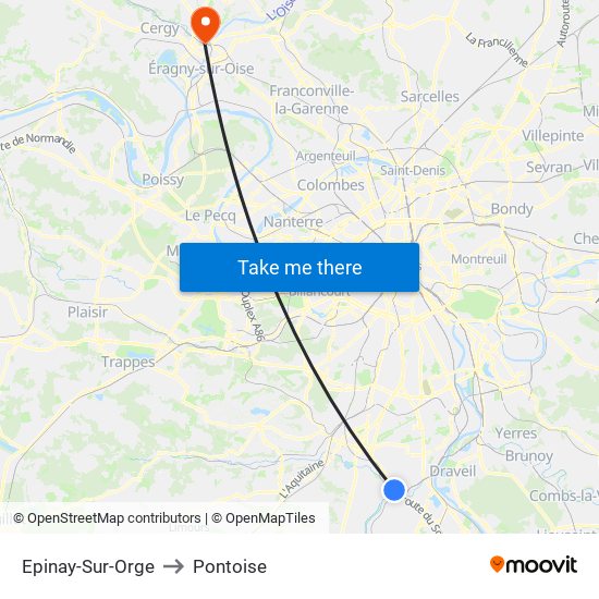 Epinay-Sur-Orge to Pontoise map