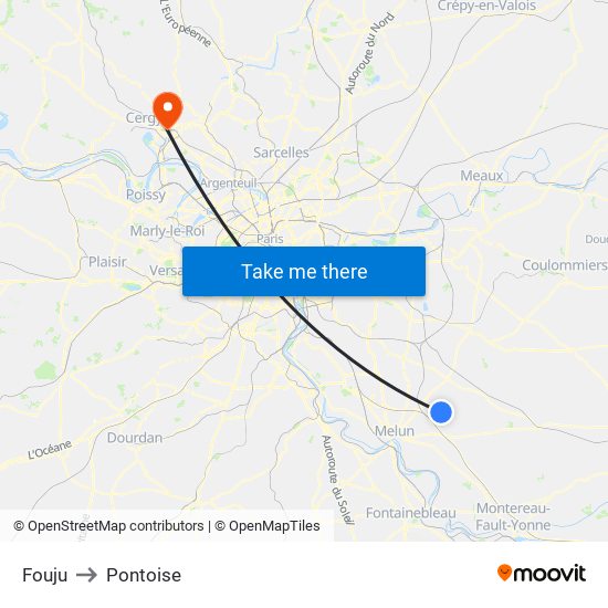 Fouju to Pontoise map