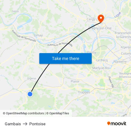 Gambais to Pontoise map