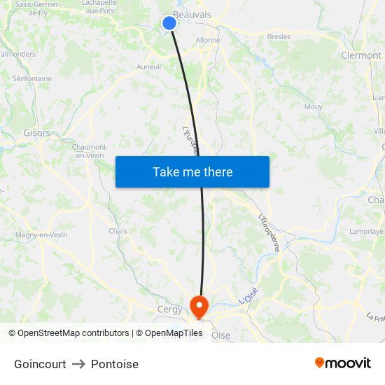 Goincourt to Pontoise map