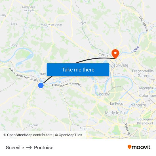 Guerville to Pontoise map