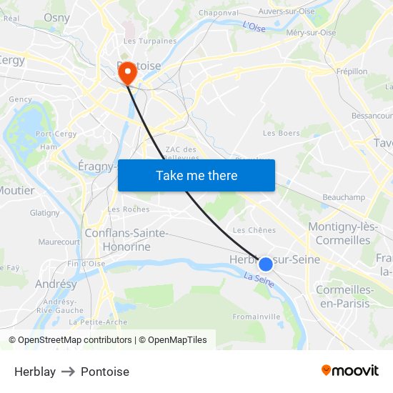 Herblay to Pontoise map