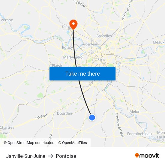 Janville-Sur-Juine to Pontoise map