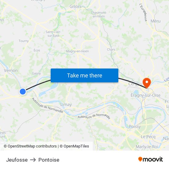 Jeufosse to Pontoise map