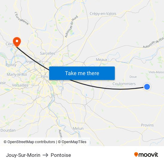 Jouy-Sur-Morin to Pontoise map