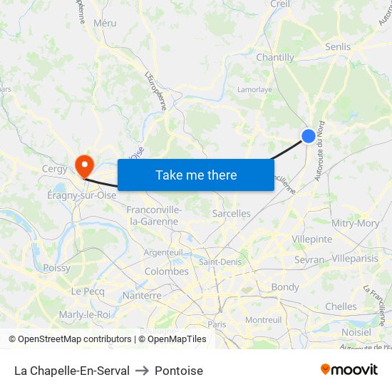La Chapelle-En-Serval to Pontoise map