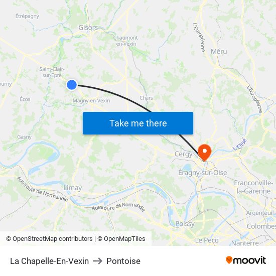 La Chapelle-En-Vexin to Pontoise map