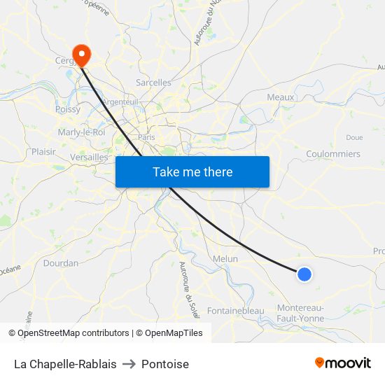 La Chapelle-Rablais to Pontoise map