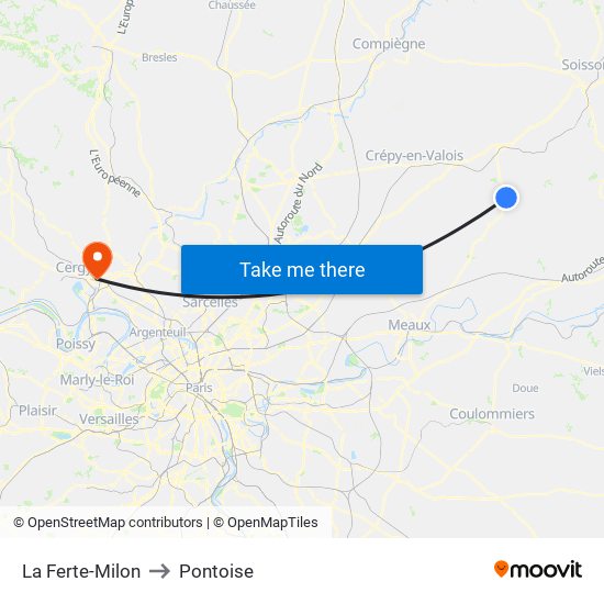 La Ferte-Milon to Pontoise map